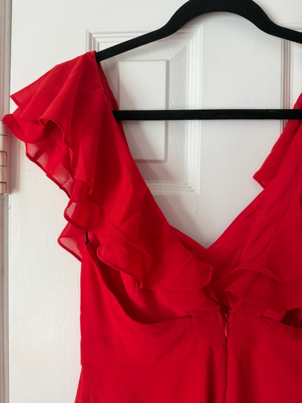 NWT Lulu's Red Ruffle V-Neck Mini Dress - Picture 7 of 11